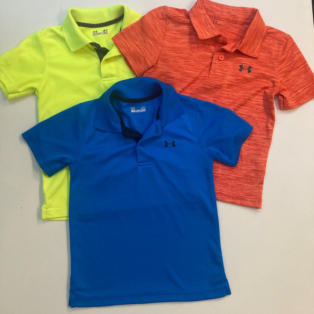 Under Armour Golf Shirts/ Polos lot of 3 Toddler 4t Red, Blue, Yellow